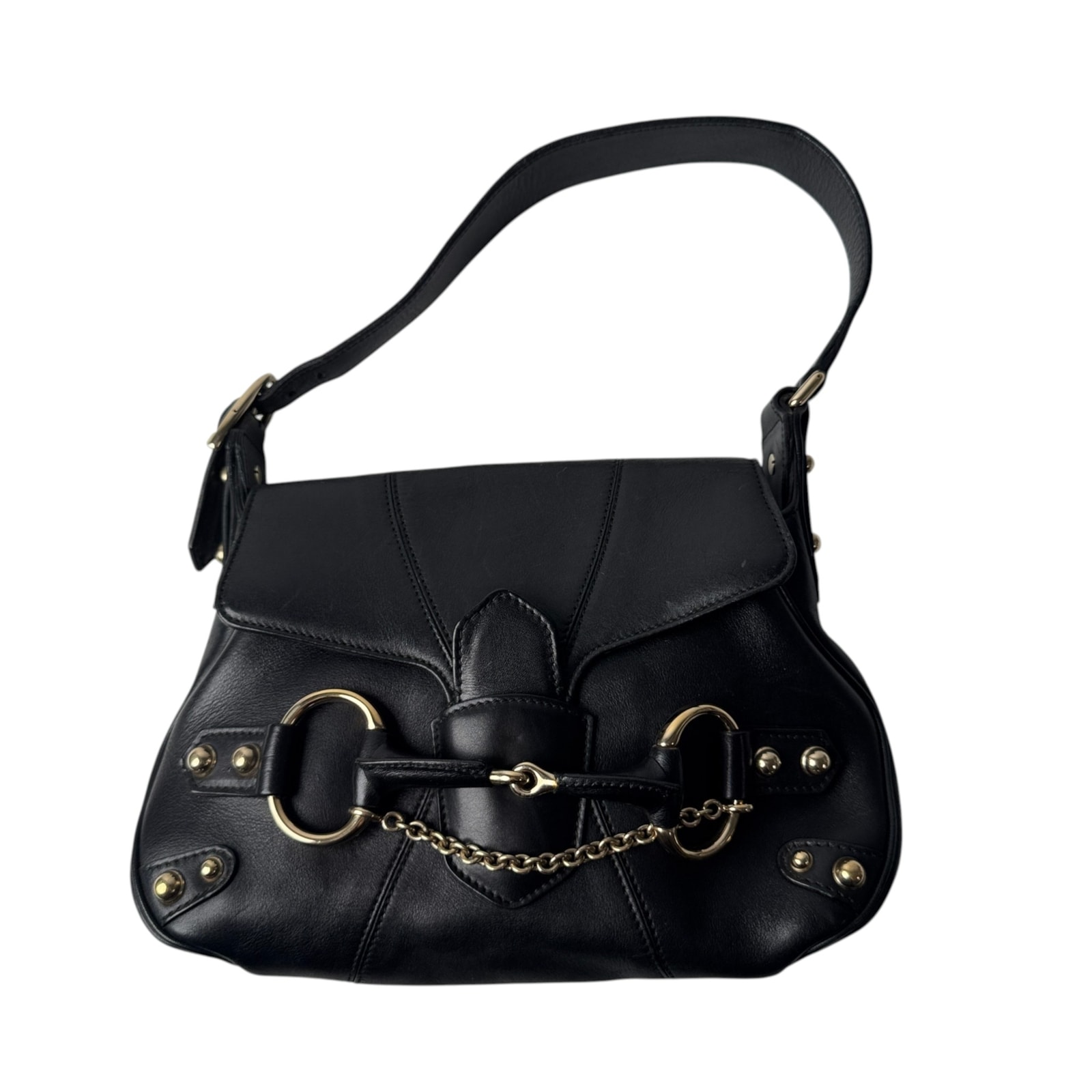 グッチ GUCCI ホースビット ワンショルダー ハンドバッグ ブラック 131473 レディース