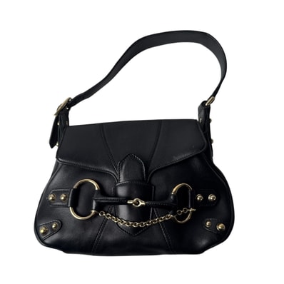 グッチ GUCCI ホースビット ワンショルダー ハンドバッグ ブラック 131473 レディース