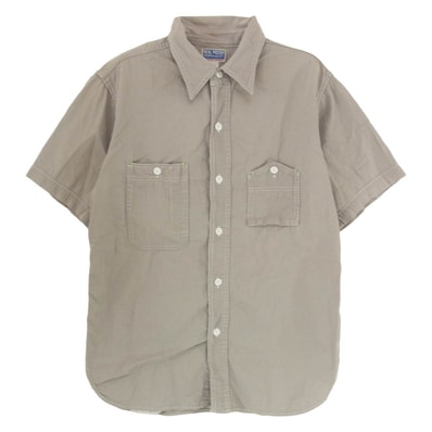 The REAL McCOY'S ザリアルマッコイズ 半袖シャツ ヘリンボーン 半袖 ワーク シャツ グレー系 15【中古】