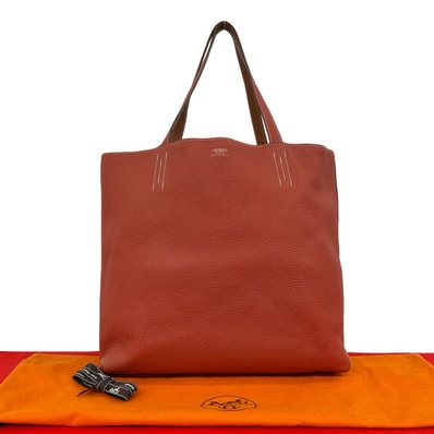 HERMES エルメス ドゥブルセンス 45 トリヨンクレマンス トートバッグ ローズジャイプール ゴールド オレンジ
621-1