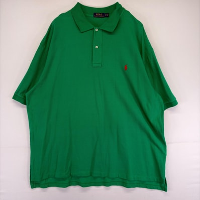 古着 ポロ・ラルフローレン POLO RALPH LAUREN 半袖シャツ ワンポイントロゴ 大きいサイズ 刺繍 ポロシャツ 2XB グリーン系 メンズ