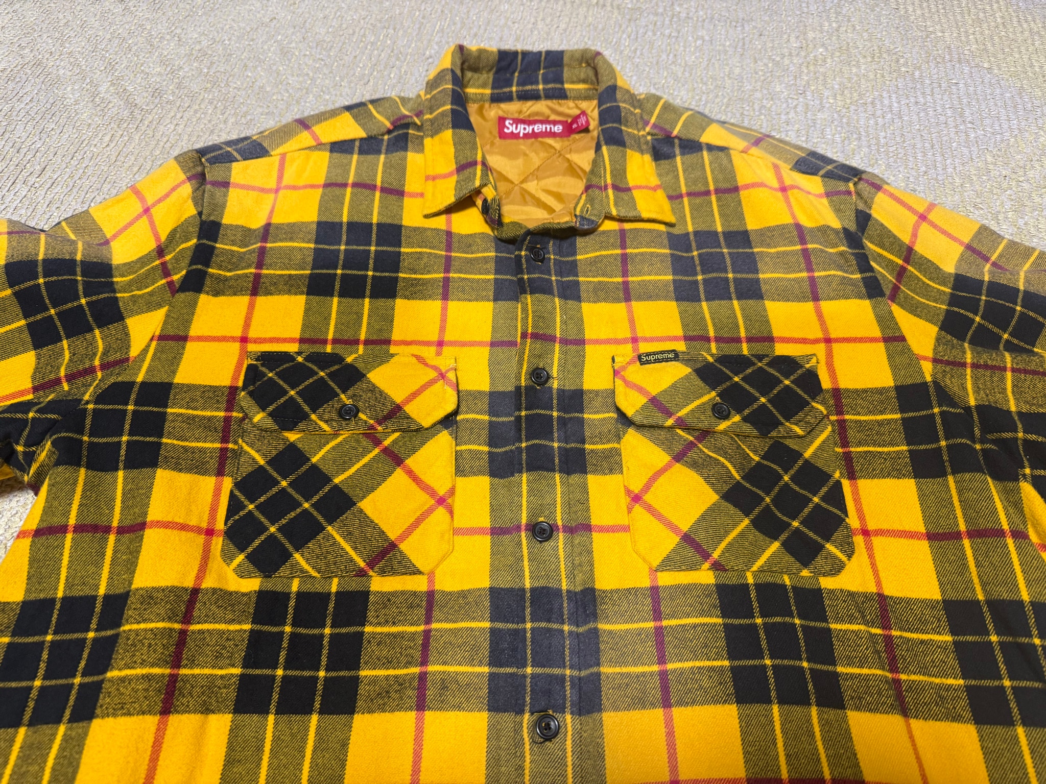 Supreme Quilted Plaid Shirt "Yellow"