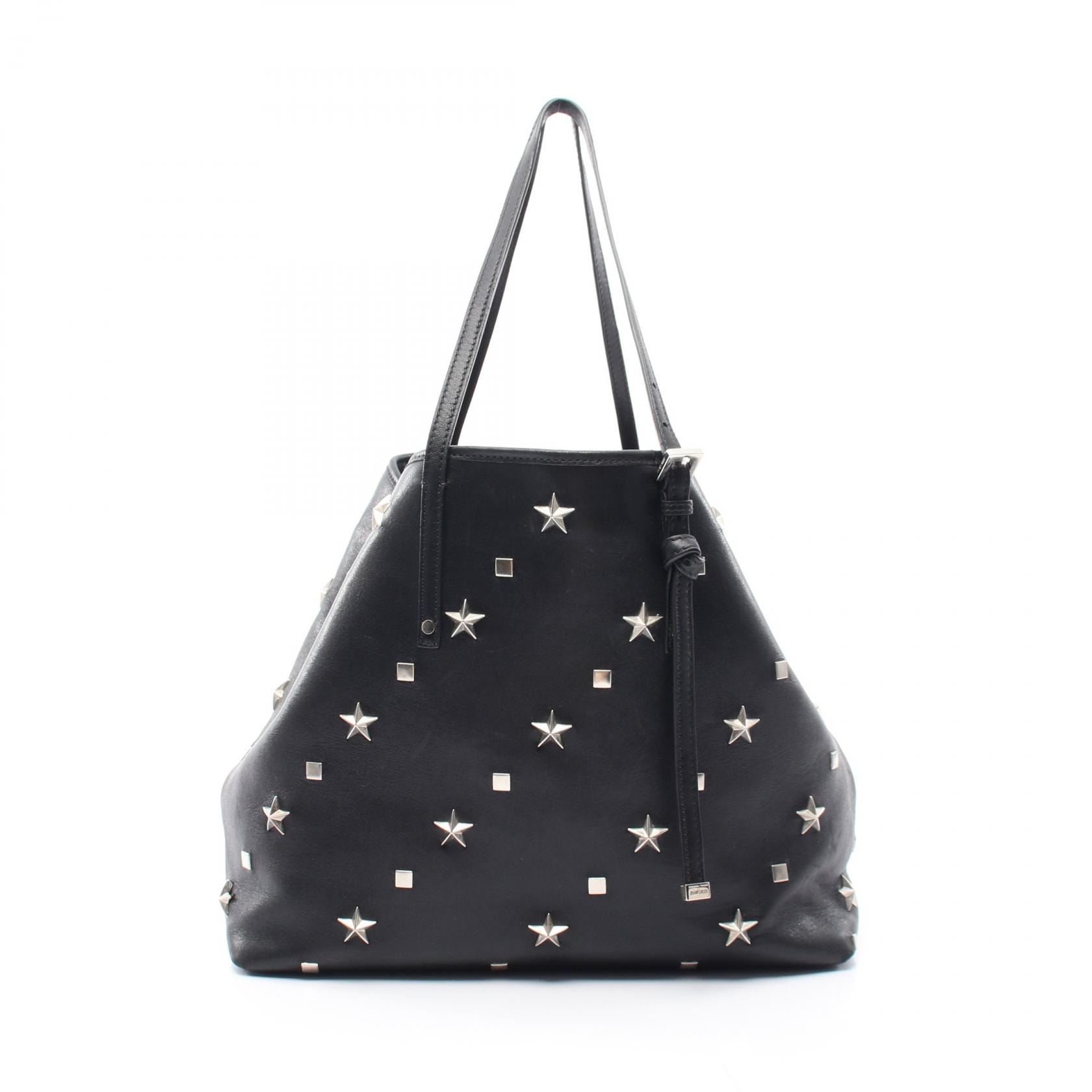 ジミーチュウ JIMMY CHOO SASHA サシャ M スタースタッズ トートバッグ バッグ レザー レディース ブラック系 【中古】