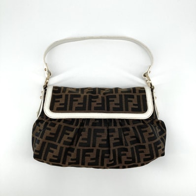FENDI(フェンディ) ズッカ柄 シェフ キャンバス×レザー 8BR353 ショルダーバッグ ブラウン×ホワイト