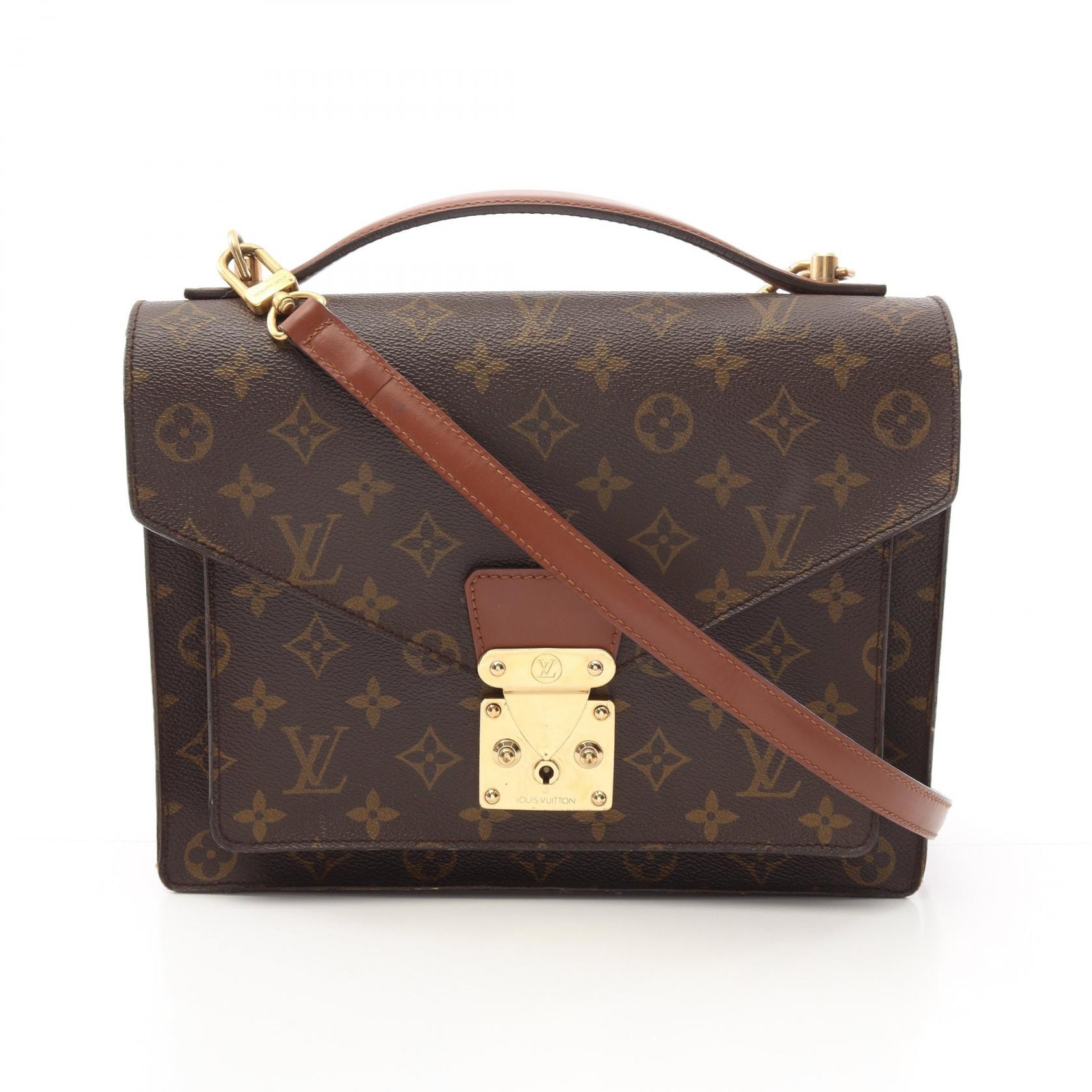 ルイ・ヴィトン LOUIS VUITTON モンソー ハンドバッグ バッグ PVCコーティングキャンバス レザー モノグラム レディース ブラウン系 M51185 【中古】