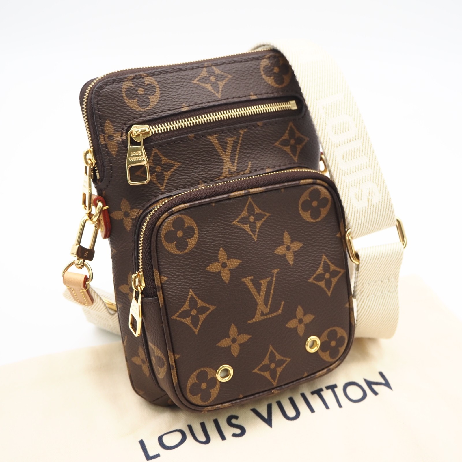 美品 LOUIS VUITTON ルイ・ヴィトン モノグラム ユーティリティ クロスボディ M80746 2wayショルダーバッグ ブラウンベージュ コーティングキャンバス ヌメ革 レディース