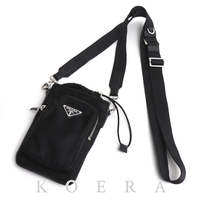 PRADA プラダ テスート Re-Nylon スマートフォンケース ショルダーバッグ ブラック 2ZH155_2DMI_F0002 IC ユニセックス【中古】