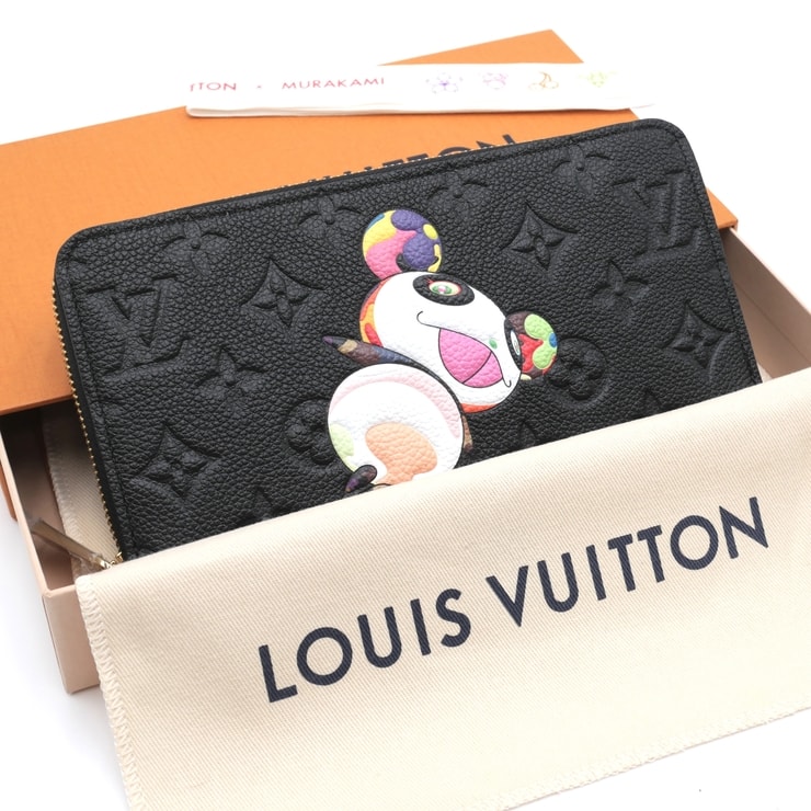 LOUIS VUITTON(ルイ・ヴィトン)LV×TM 村上隆 ジッピー・ウォレット モノグラム・アンプラント パンダ ブラック レザー 長財布 ゴールド金具【中古】