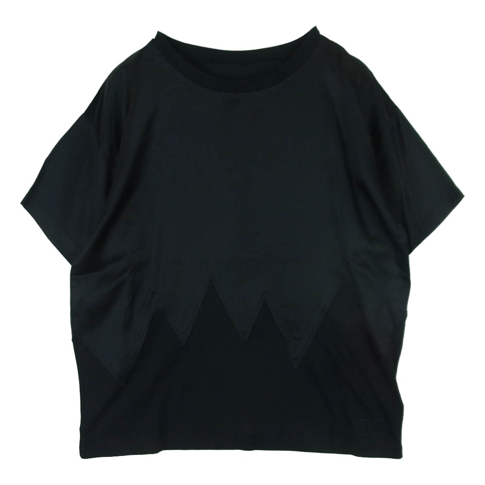 MAISON MARGIELA メゾンマルジェラ 23SS M60387 MM6 エムエムシックス レーヨン 切り替え 半袖 カットソー Tシャツ キッズ ジュニア ブラック系 12【中古】