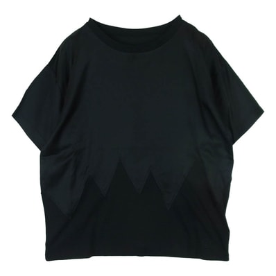 MAISON MARGIELA メゾンマルジェラ 23SS M60387 MM6 エムエムシックス レーヨン 切り替え 半袖 カットソー Tシャツ キッズ ジュニア ブラック系 12【中古】