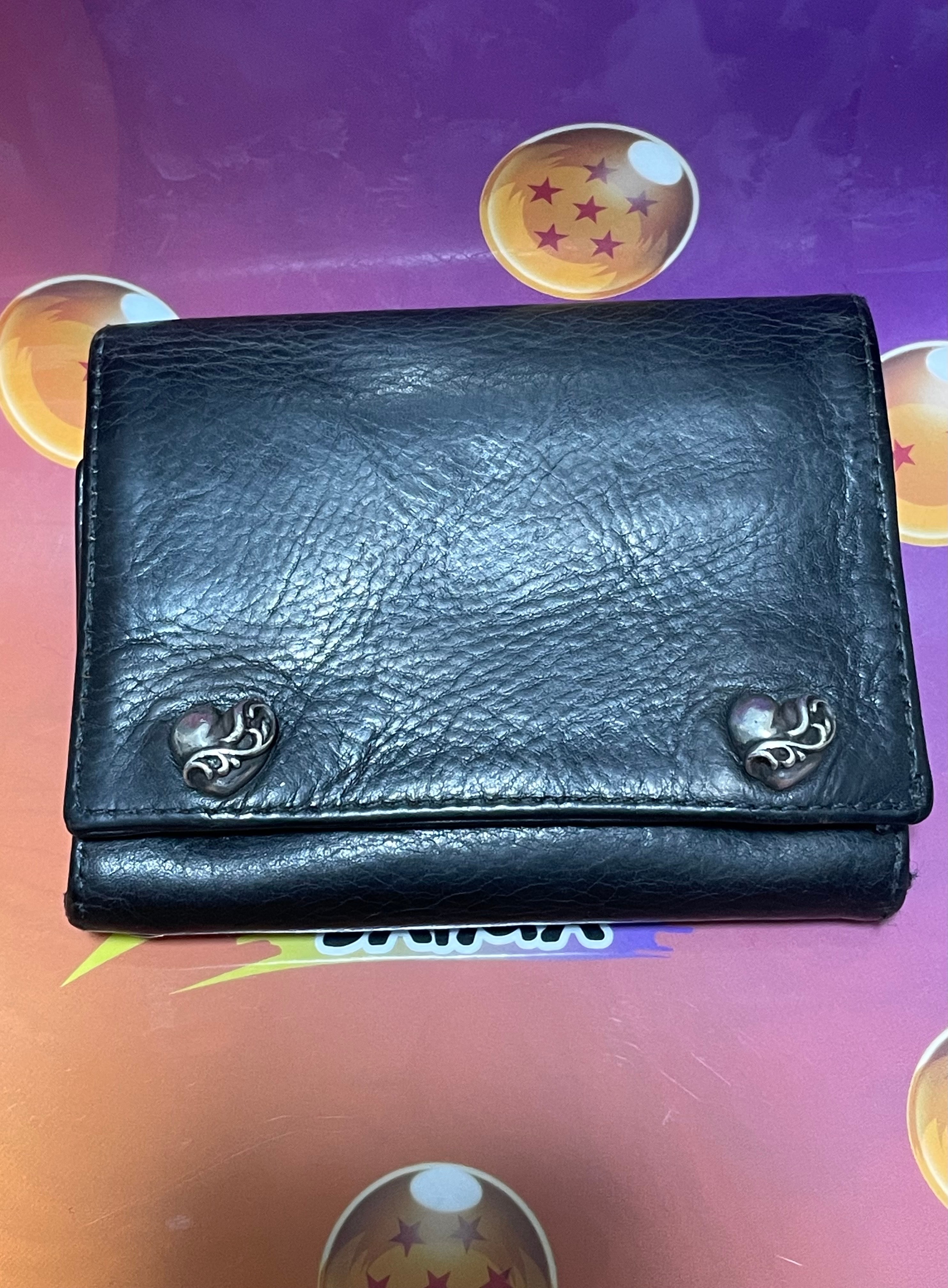 Chrome Hearts 3Fold Heart Button Leather Wallet "Black"