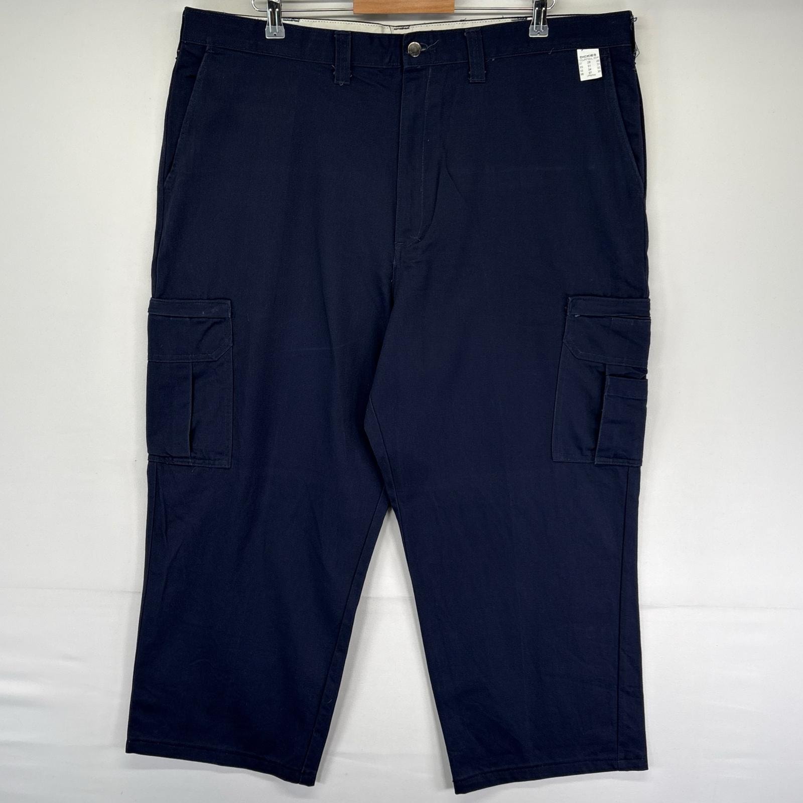 古着 ディッキーズ Dickies パンツ ワンポイントロゴ ジッパーフライ 大きいサイズ カーゴ サイドポケット w42  ネイビー系 メンズ