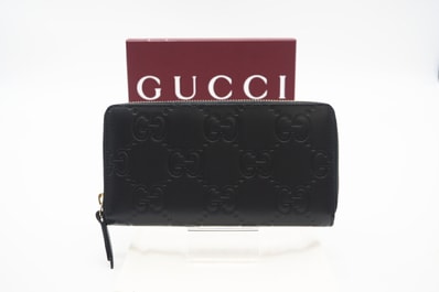美品 GUCCI グッチ GG レザー ジップアラウンドウォレット 795176 長財布 ブラック レザー メンズ