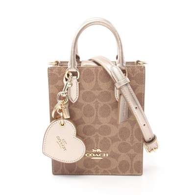 コーチ COACH シグネチャー ハンドバッグ バッグ PVCコーティングキャンバス レザー レディース ブラウン系 / ゴールド系 CX188IMXD3 【新品】