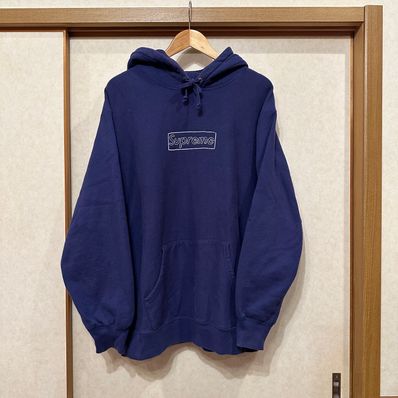 Supreme KAWS Chalk Logo Hooded Sweatshirt "Washed Navy"(2021)