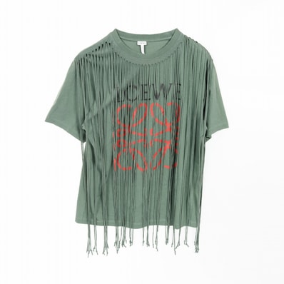 ロエベ LOEWE アナグラム カットソー 衣料品 トップス コットン メンズ グリーン系 / レッド系 【中古】