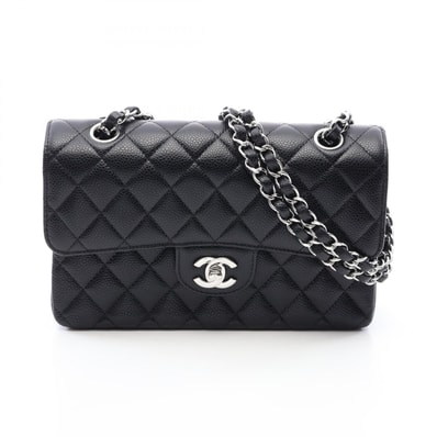 シャネル CHANEL マトラッセ Wフラップ ショルダーバッグ バッグ キャビアスキン(グレインドカーフ) レディース ブラック系 【中古】