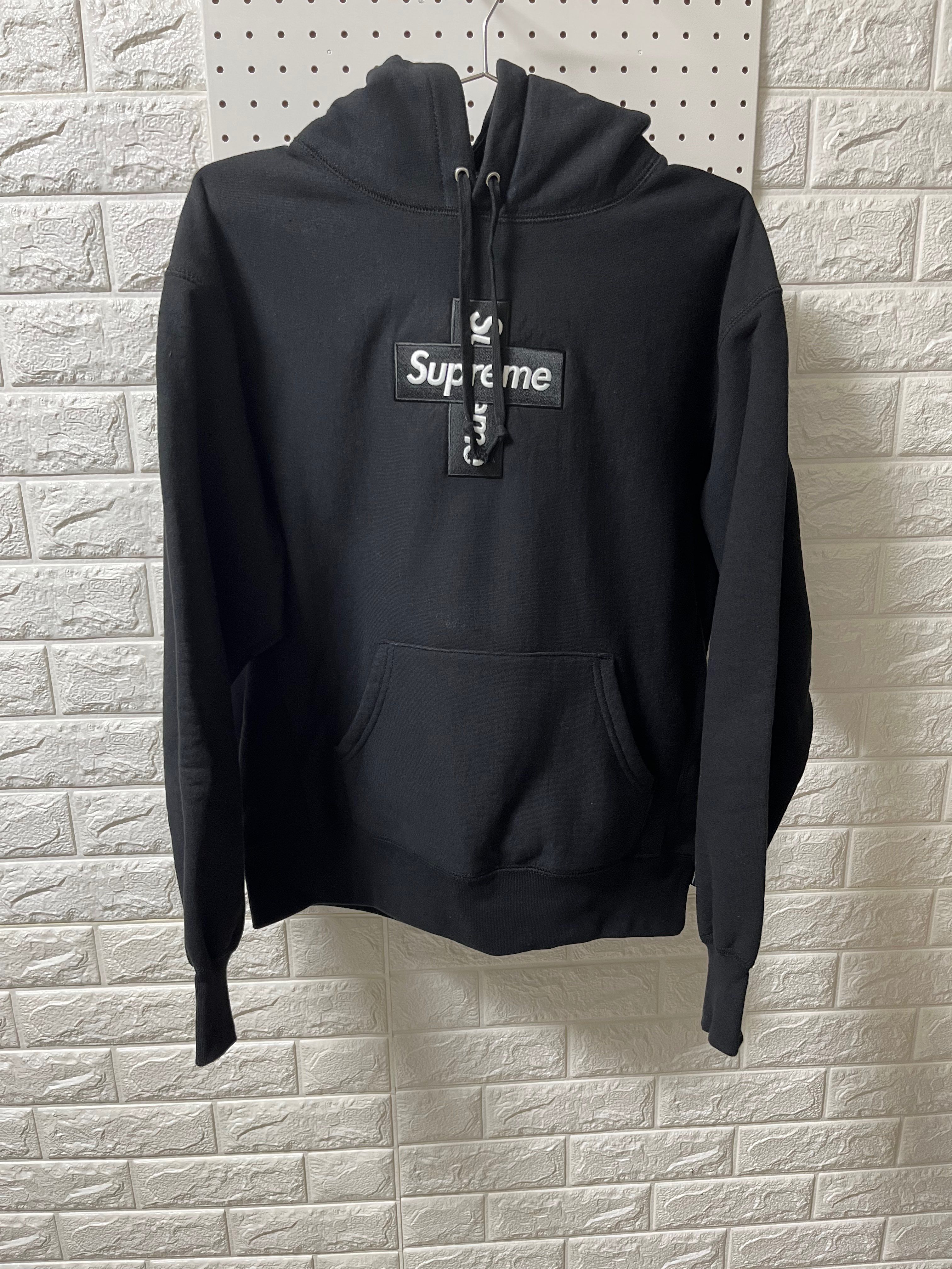 Supreme Cross Box Logo Hooded Sweatshirt "Black"