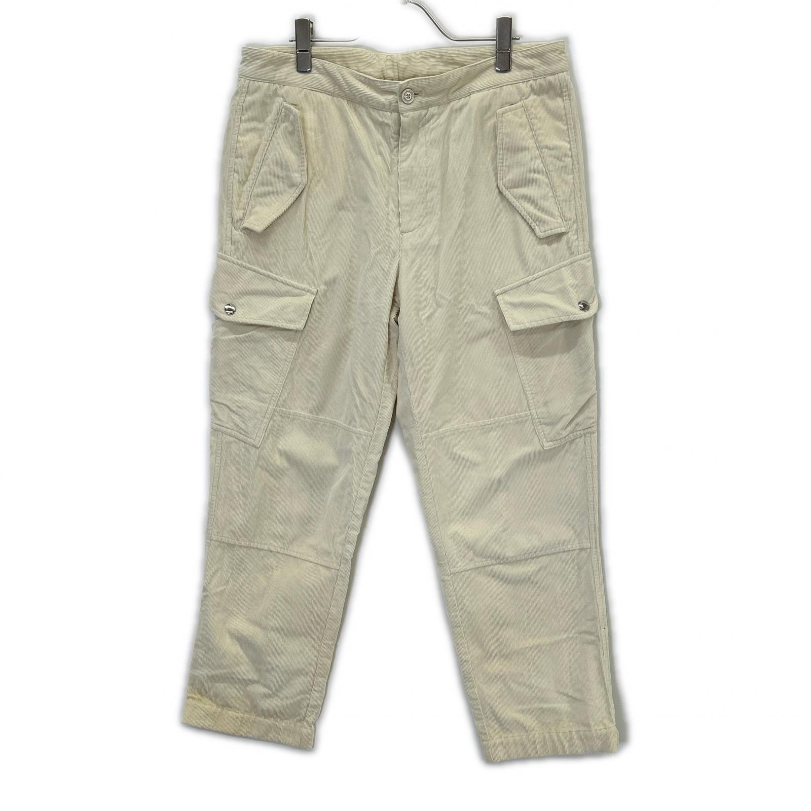 モンクレール 【GENIUS】MONCLER 1952 PANTALONE SPORTIVO アイボリー コーデュロイカーゴパンツ 46