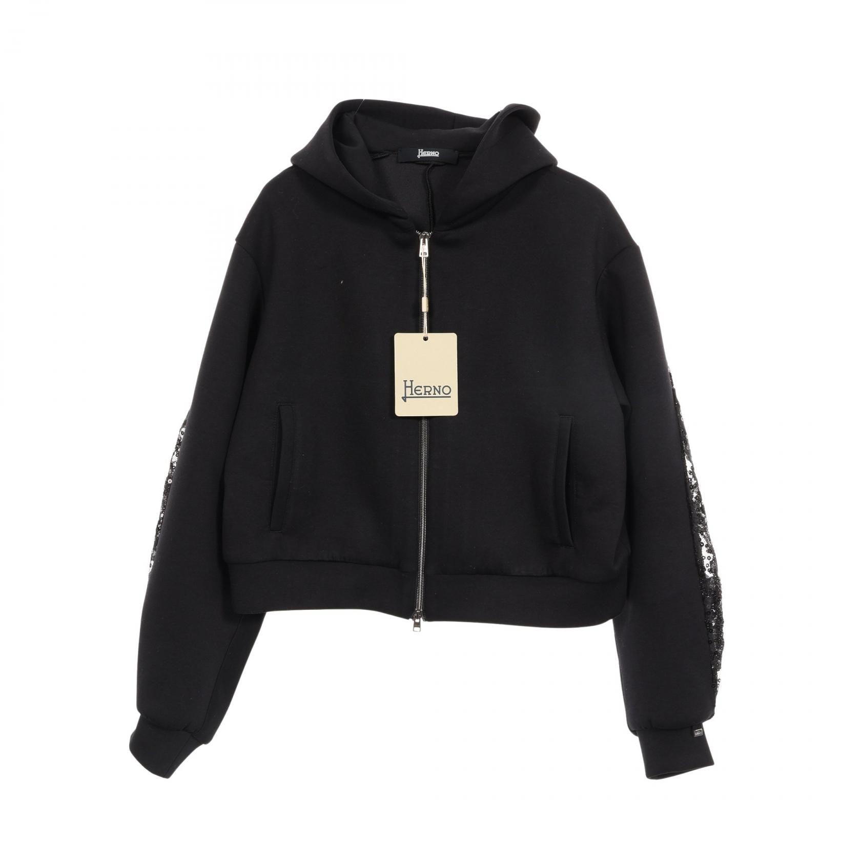 ヘルノ Herno スパンコール パーカー 衣料品 トップス ポリエステル レディース ブラック系 JC000052D930042 【新品】