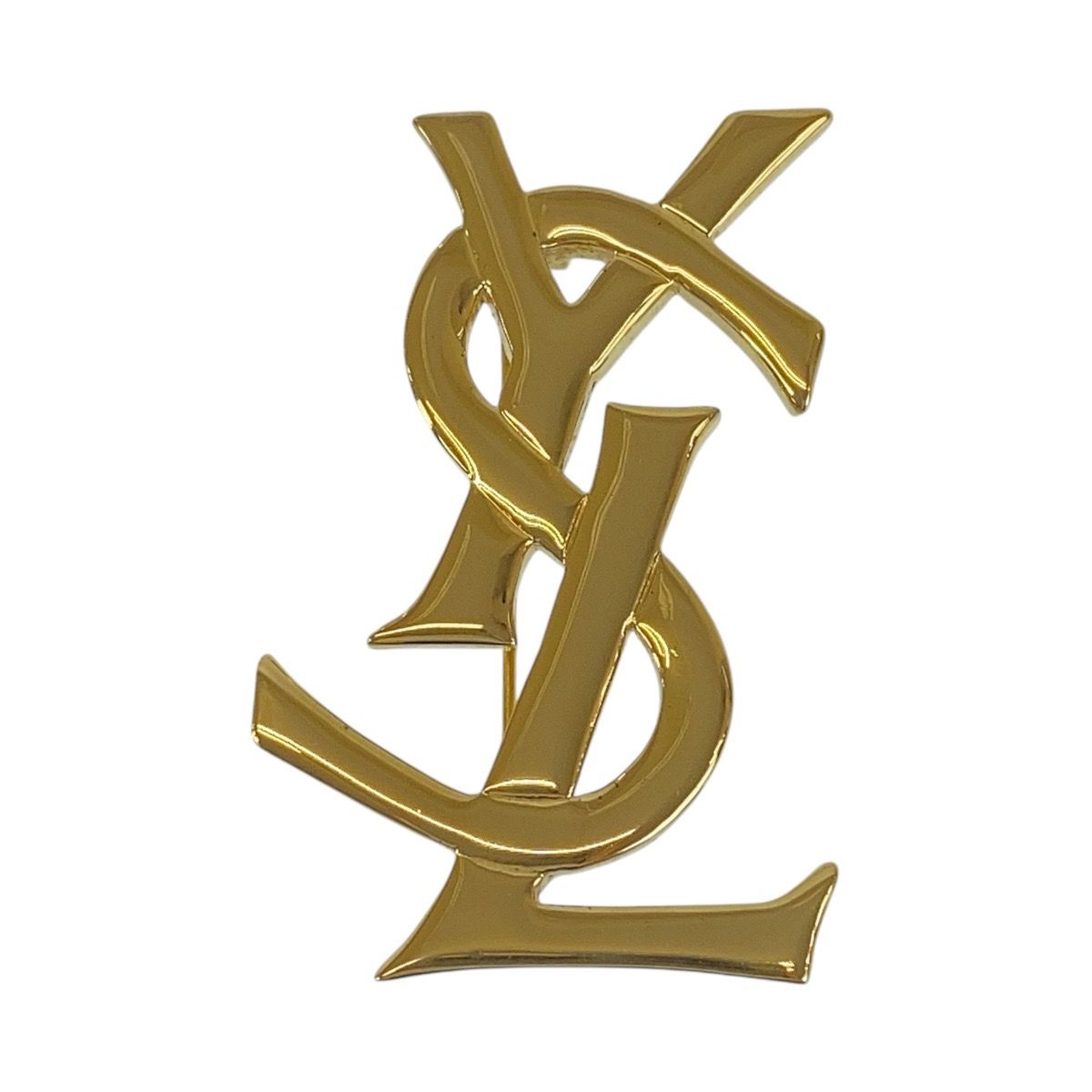 美品 YVES SAINT LAURENT イヴ サンローラン ヴィンテージ YSL ゴールド メッキ ブローチ 501707 【中古】