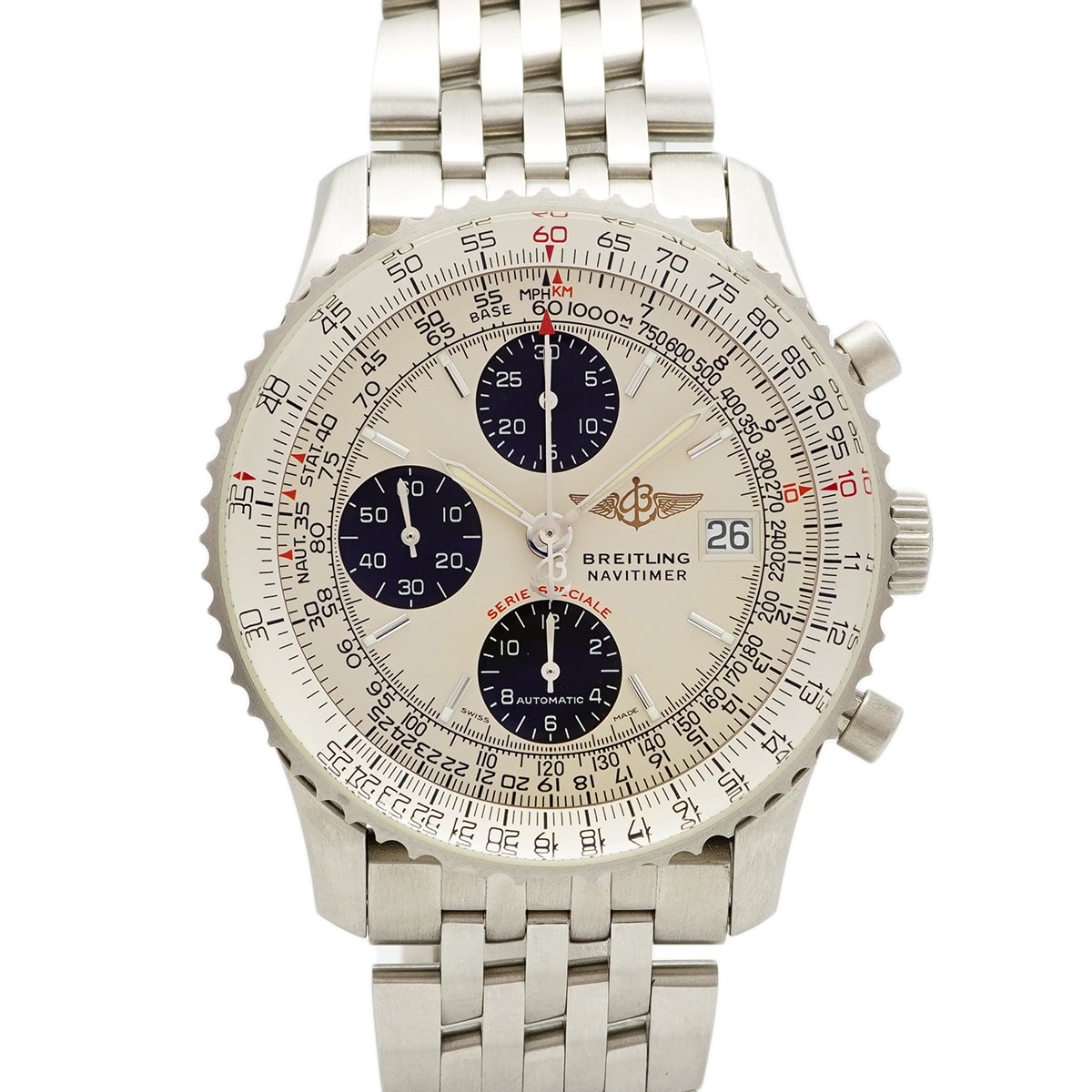 ★SALE【6wce0361】ブライトリング ナビタイマー ファイターズ A13330 アイボリー文字盤【中古】腕時計 メンズ