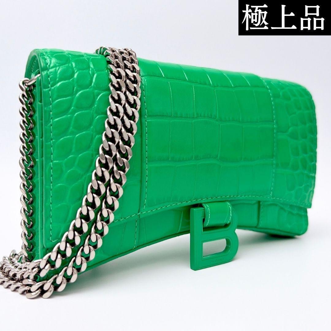 【極上品】BALENCIAGA バレンシアガ アワーグラス チェーンウォレットバッグ クラッチバッグ ショルダーバッグ