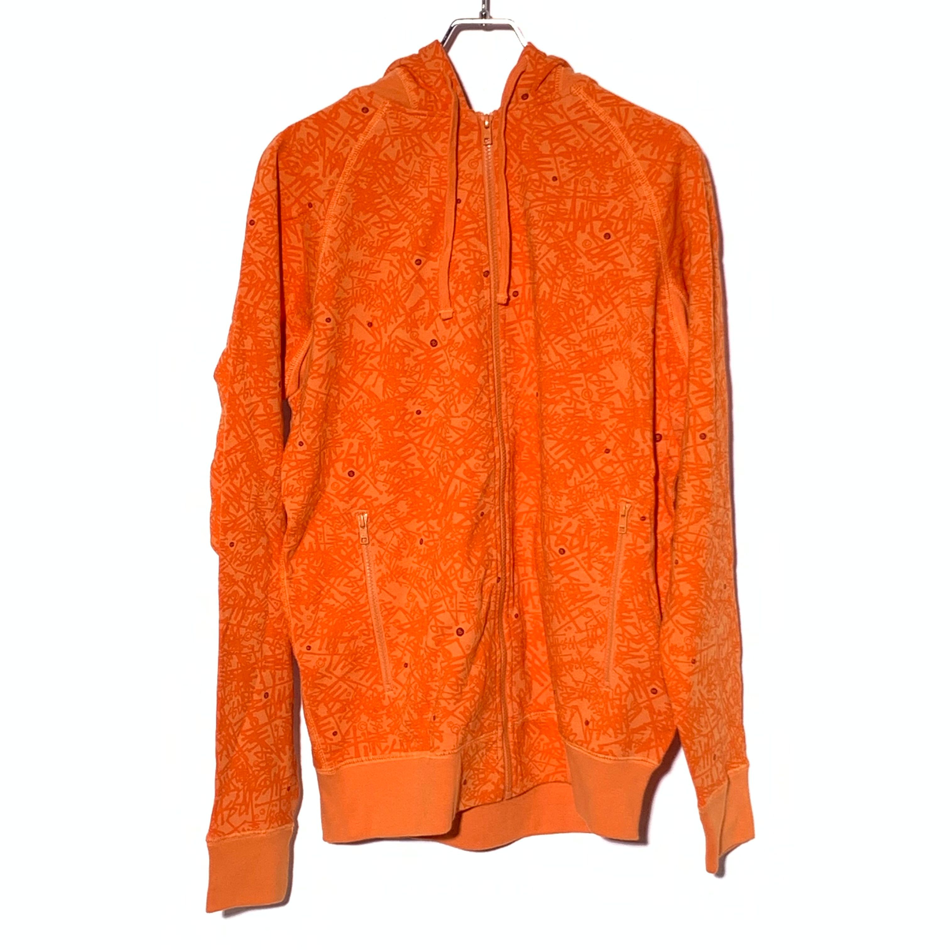 Stussy Logo Pattern Zip Hoodie Orange