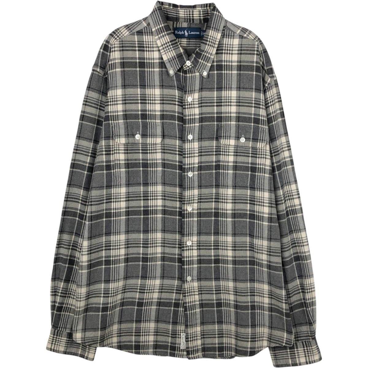 古着 ラルフローレン Ralph Lauren 長袖 ボタンダウン ライトネルチェックシャツ メンズXXL相当/eaa650259