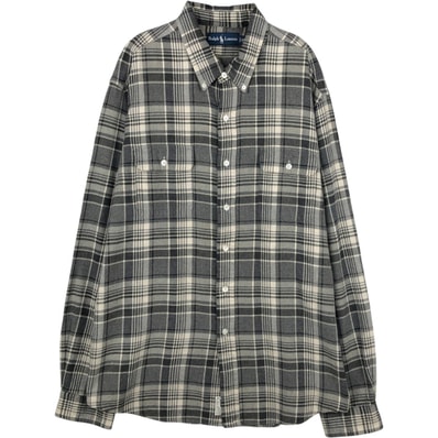 古着 ラルフローレン Ralph Lauren 長袖 ボタンダウン ライトネルチェックシャツ メンズXXL相当/eaa650259