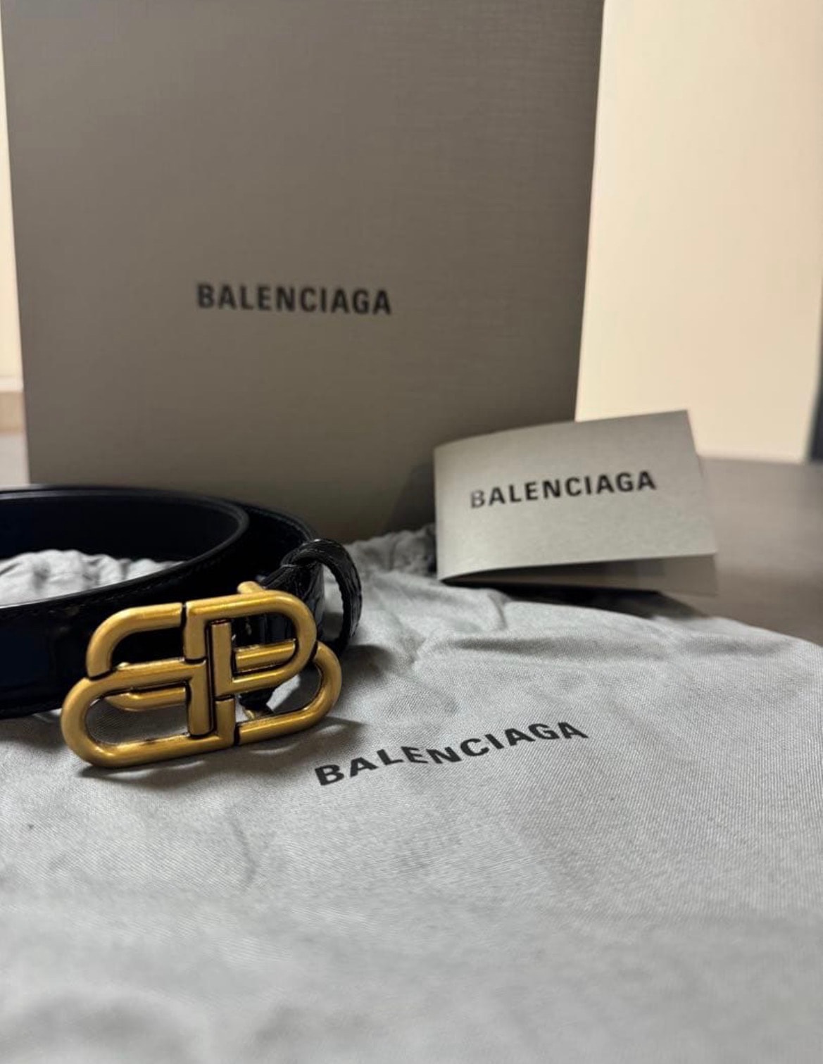 BALENCIAGA BB Thin Belt "Black"