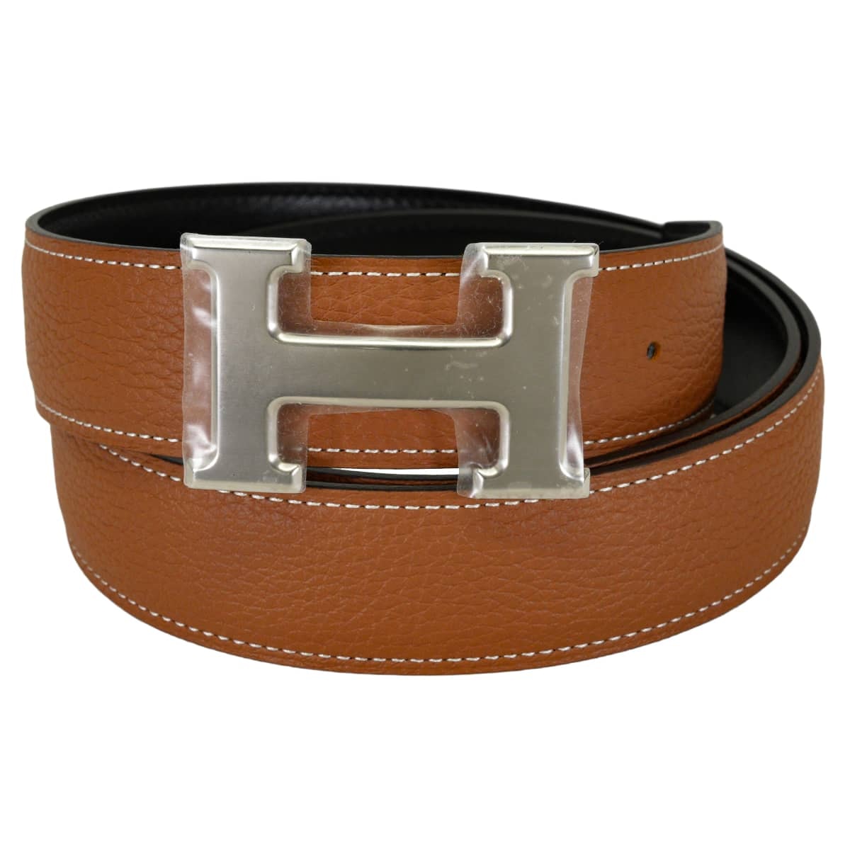 HERMES エルメス ベルト Hベルト コンスタンス32 リバーシブル ゴールド/黒 (ブラック) トゴ/ボックスカーフ #90 シルバー金具 K刻印 [紙袋・リボン付] 新品