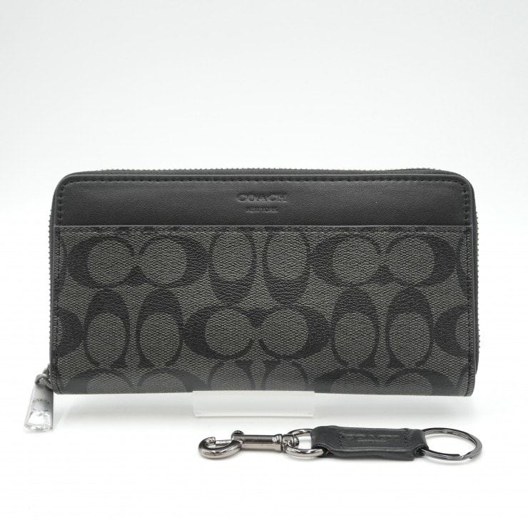 A (未使用に近い)】COACH（コーチ）シグネチャー ラウンドファスナー長