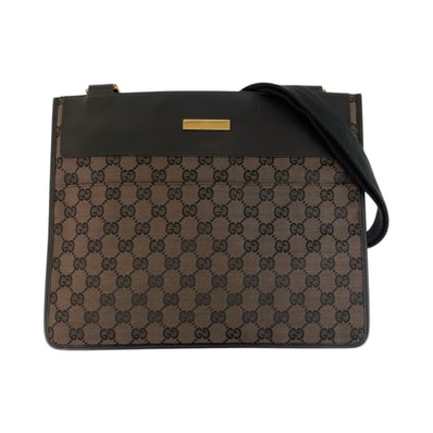 美品 GUCCI グッチ ブラウン ゴールド金具 GGキャンバス レザー/ ショルダーバッグ メッセンジャーバッグ 019 0354刻印 601671 【中古】