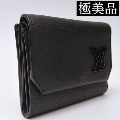 【極美品】LOUIS VUITTON ルイヴィトン アエログラム パイロット 三つ折り財布 ブラック M81740