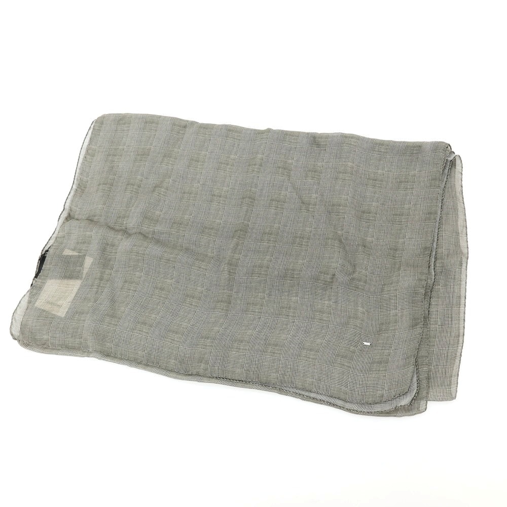 【中古】【未使用】サンローランパリ SAINT LAURENT PARIS シルク グレンチェック ストール ブラックxホワイト【ユニセックス】