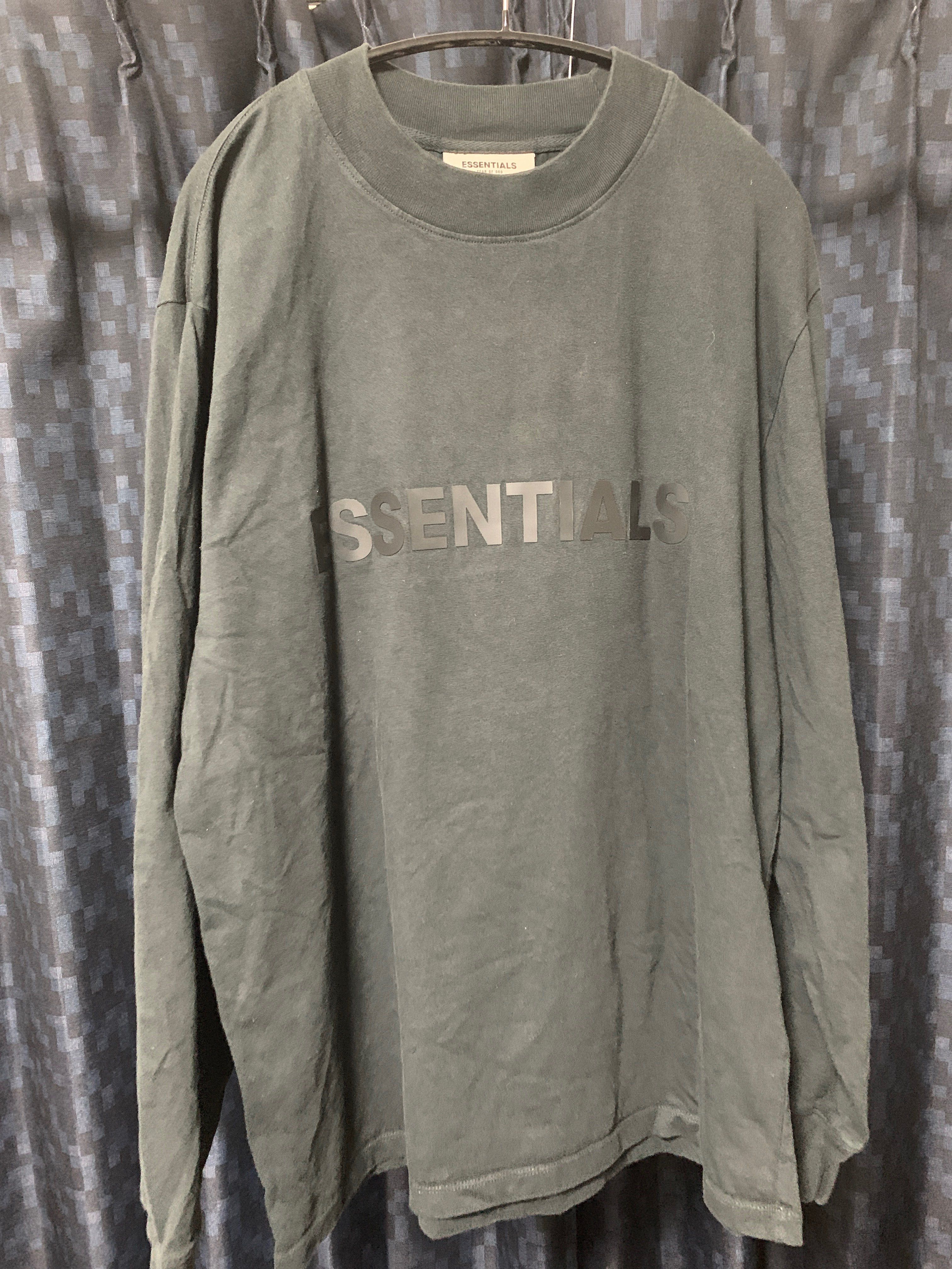 FEAR OF GOD ESSENTIALS 3D Silicon Applique Boxy Long Sleeve T-Shirt "Black"