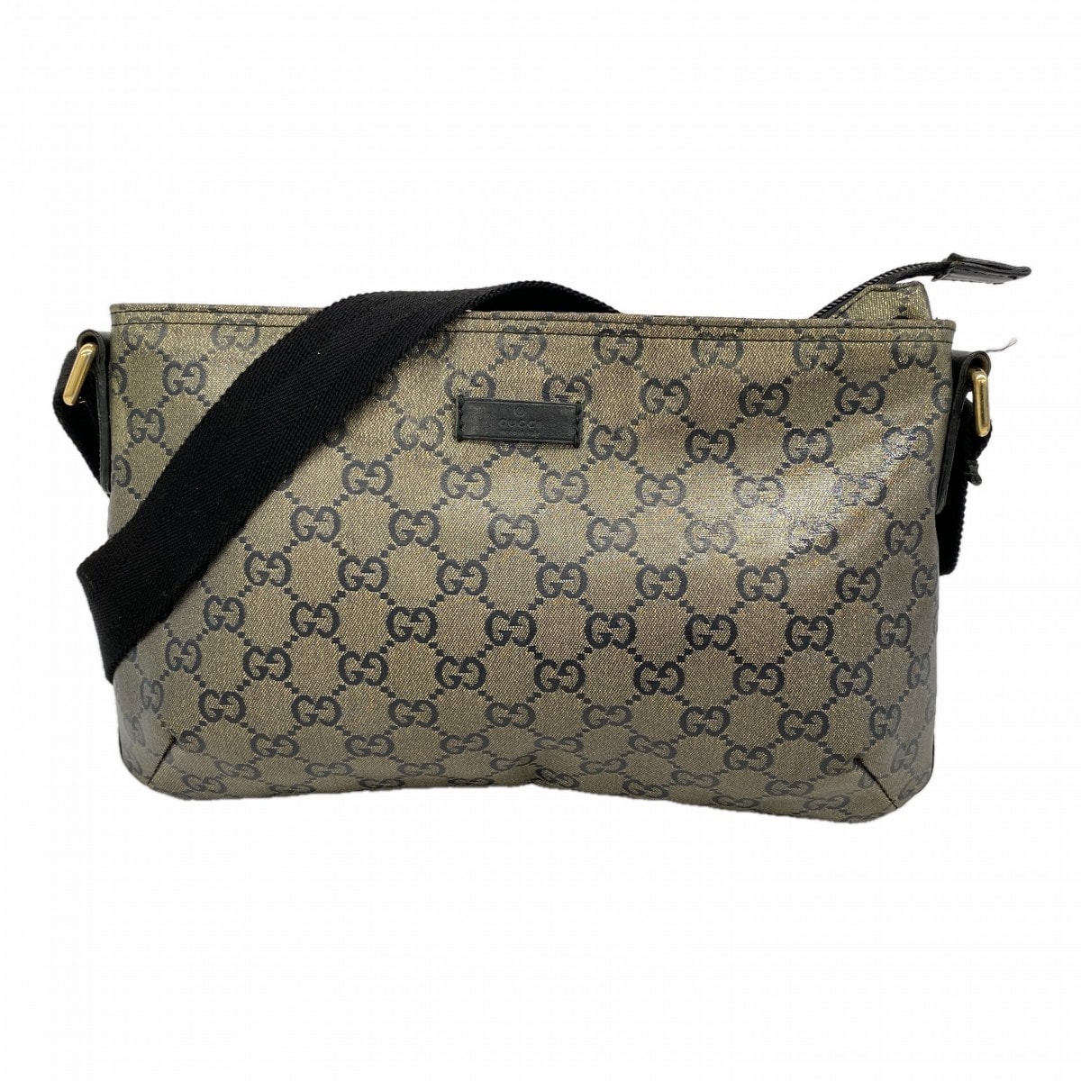 ★最終価格【6cd5828-k】グッチ ショルダーバッグ GGクリスタル 189749 コーティングキャンバス ゴールド ブラック ゴールド金具【中古】レディース