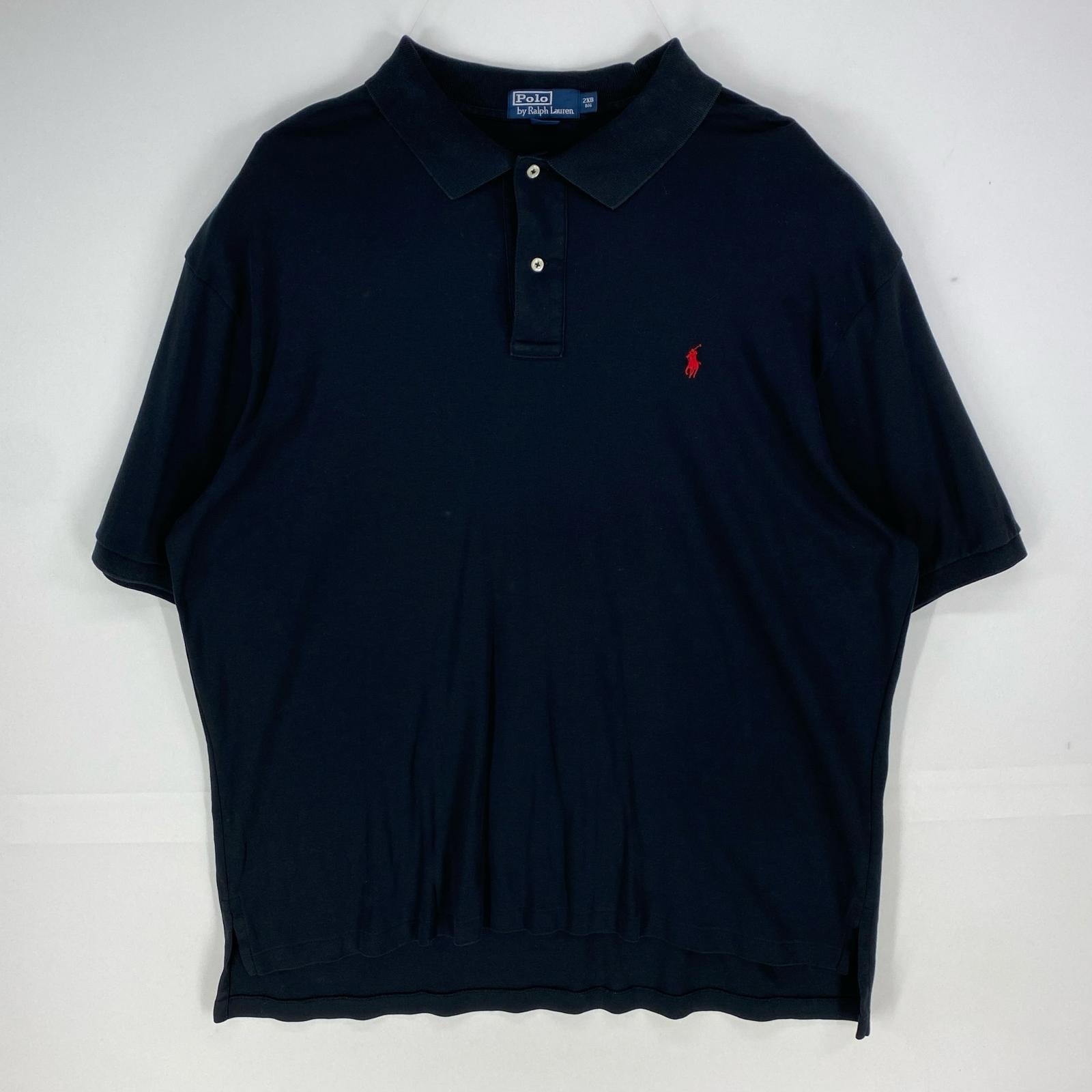 古着 ポロバイラルフローレン Polo by Ralph Lauren 半袖シャツ ワンポイント刺繍 ポロシャツ 2XB  ブラック系 メンズ