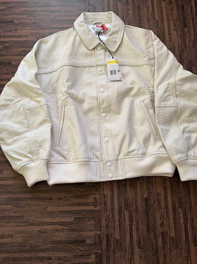 Supreme x Nike Leather Varsity Jacket "White"