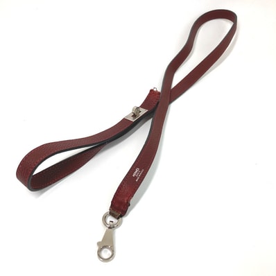 エルメス HERMES ケリー金具 ペット 犬 ドッグ リード レザー ワインレッド