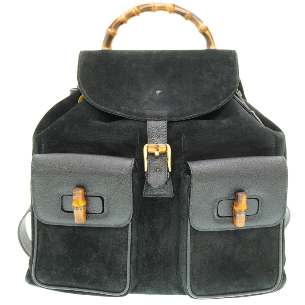 グッチ  バンブー   スウェード  ブラック   リュック・デイ