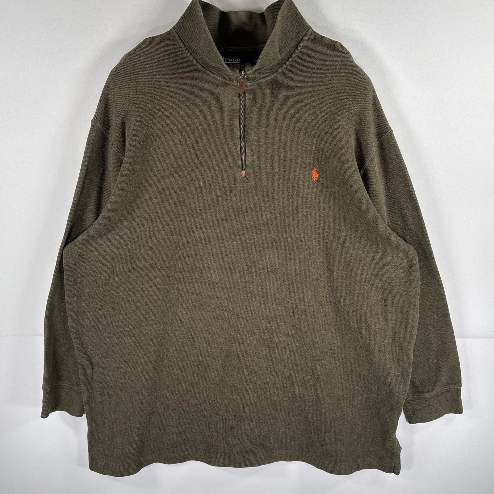 古着 ポロバイラルフローレン Polo by Ralph Lauren スウェット ハーフジップ ニット ワンポイント トレーナー 大きいサイズ 2XLT TALL  グリーン系 メンズ
