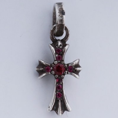 Chrome Hearts CH Cross Baby Fat Charm with Ruby Pave "Ruby Pave"
