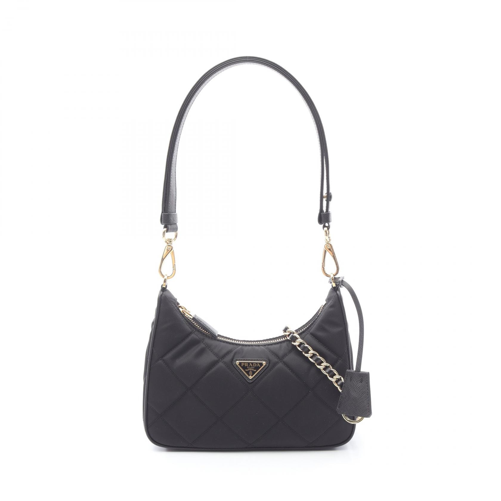 プラダ PRADA TESSUTO IMPUNTU Re-Nylon ショルダーバッグ バッグ ナイロン サフィアーノレザー レディース ブラック系 1BC2042AOSF0002QOO 【新品】