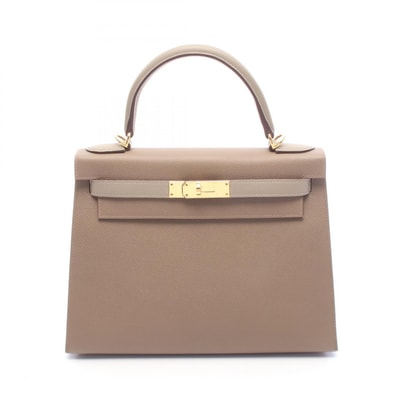 エルメス HERMES ケリー28 スペシャルオーダー 外縫い 2WAY ハンドバッグ バッグ レザー ヴォーエプソン ヴォーエプソン エトゥープ D刻印(2019年製造) レディース グレー系 / ベージュ系 / グリスアスファルト
