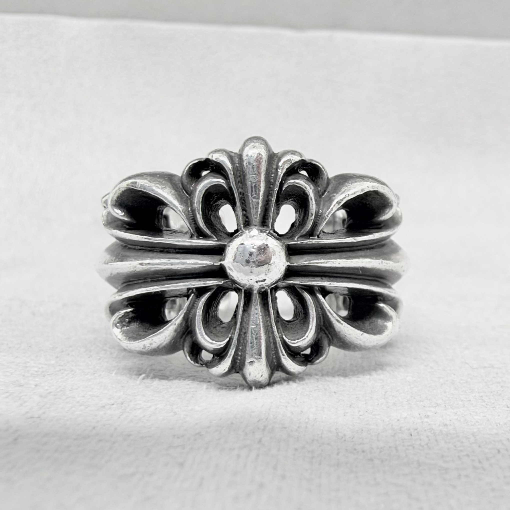 Chrome Hearts Double Floral Cross Ring "Silver"