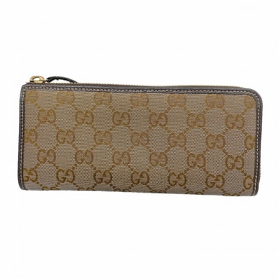 【6fa1308】グッチ 長財布 GGキャンバス 268917 キャンバス ブラウン ゴールド金具【中古】レディース
