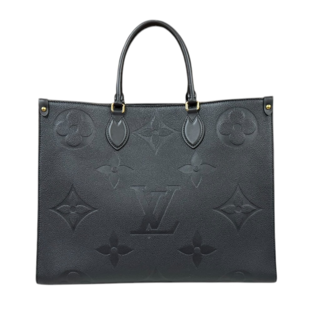 ルイヴィトン オンザゴーGM モノグラムアンプラント ショルダーバッグ モノグラムアンプラント M44925 ブラック レディース LOUIS VUITTON  中古