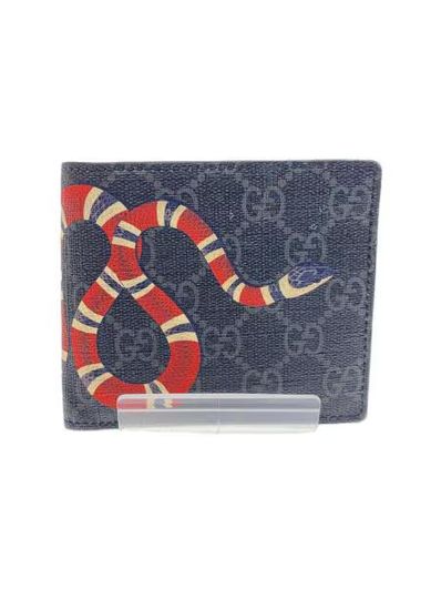 GUCCI Kingsnake Print GG Supreme Coin Wallet "Black"